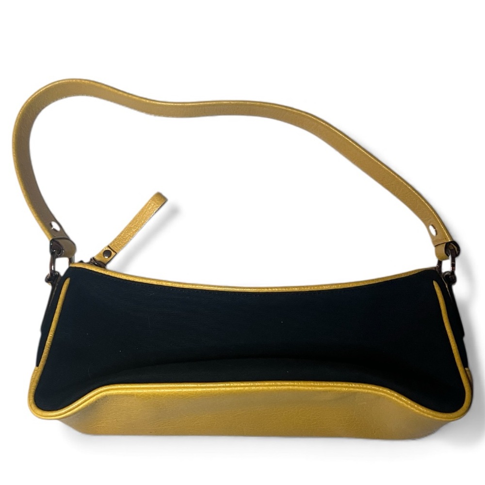 Vintage Kate Spade Piper Baguette Bag Black and Yellow Leather‎
